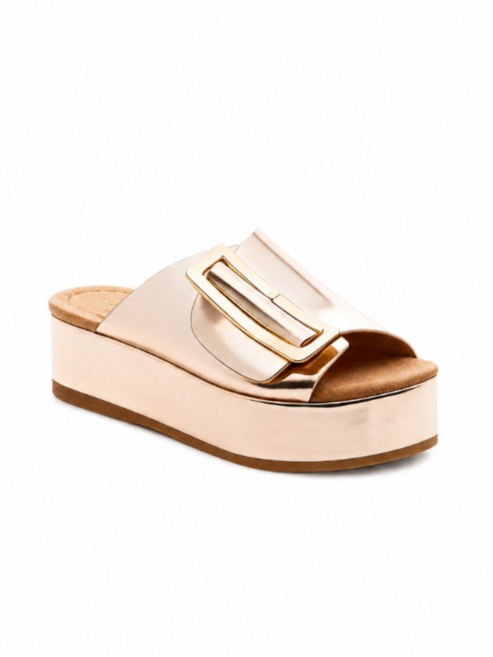 Kelsi Dagger Brooklyn Dover Gold Metallic Platform Slide Sandals Size 8